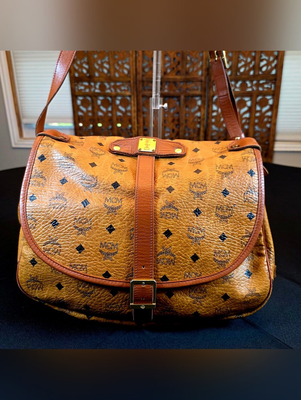 Authentic Vintage MCM Visetos Saddle Bag/Unisex Crossbody Messenger.